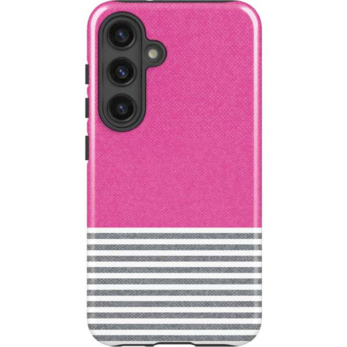 Pink and Grey Stripes Galaxy S25 Impact Case